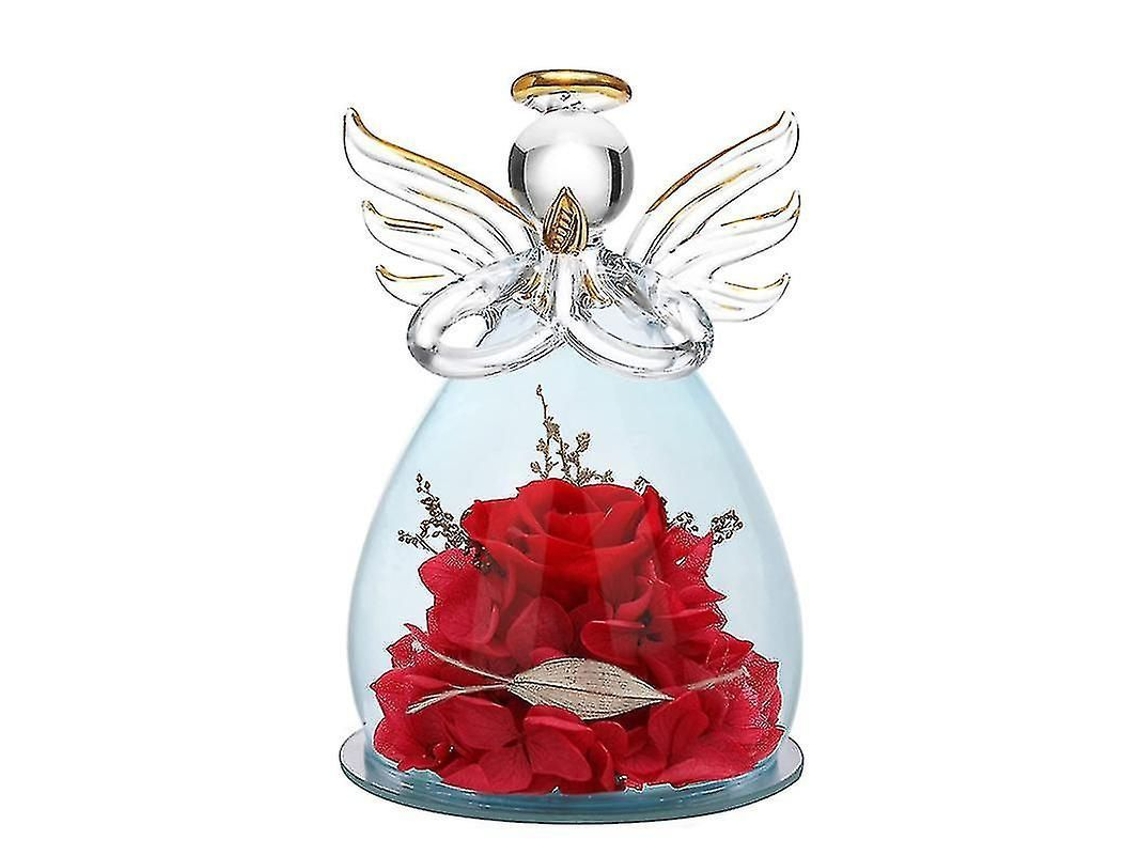 Regalo De Día De La Madre Cumpleaños Para Mamá Abuela, Figura De Ángel Con Rosa Azul Real Preservada