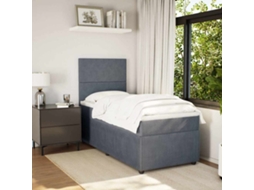 Vidaxl Cama Com Molas/colchão 80x200 Cm Veludo Cinza-escuro