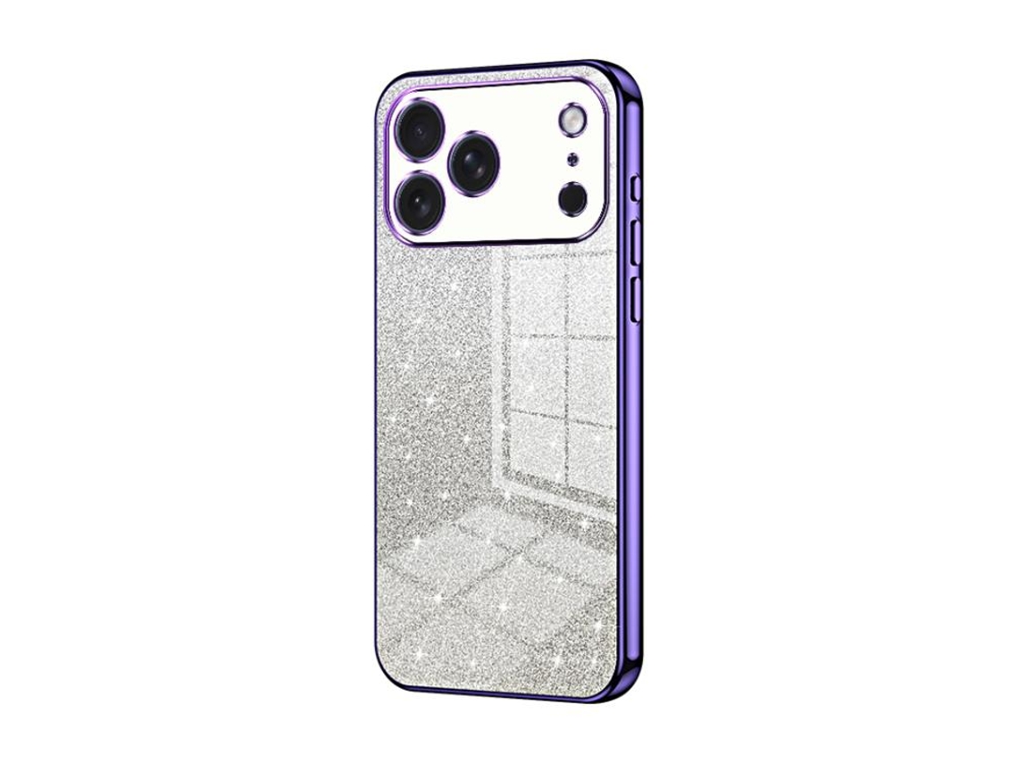 Capa Para Iphone 17 Pro - Glitter Degradê - Acabamento Eletroplaqueado