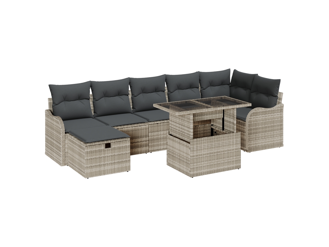 Conjunto 8 Conjunto De Assentos Para Exterior Vidaxl Cinzento-claro Vime Pe (100 X 55 X 73 Cm)