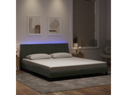 Vidaxl Estrutura De Cama Com Led Sem Colchão Hanko 180x200 Cm Veludo Cinzento-claro