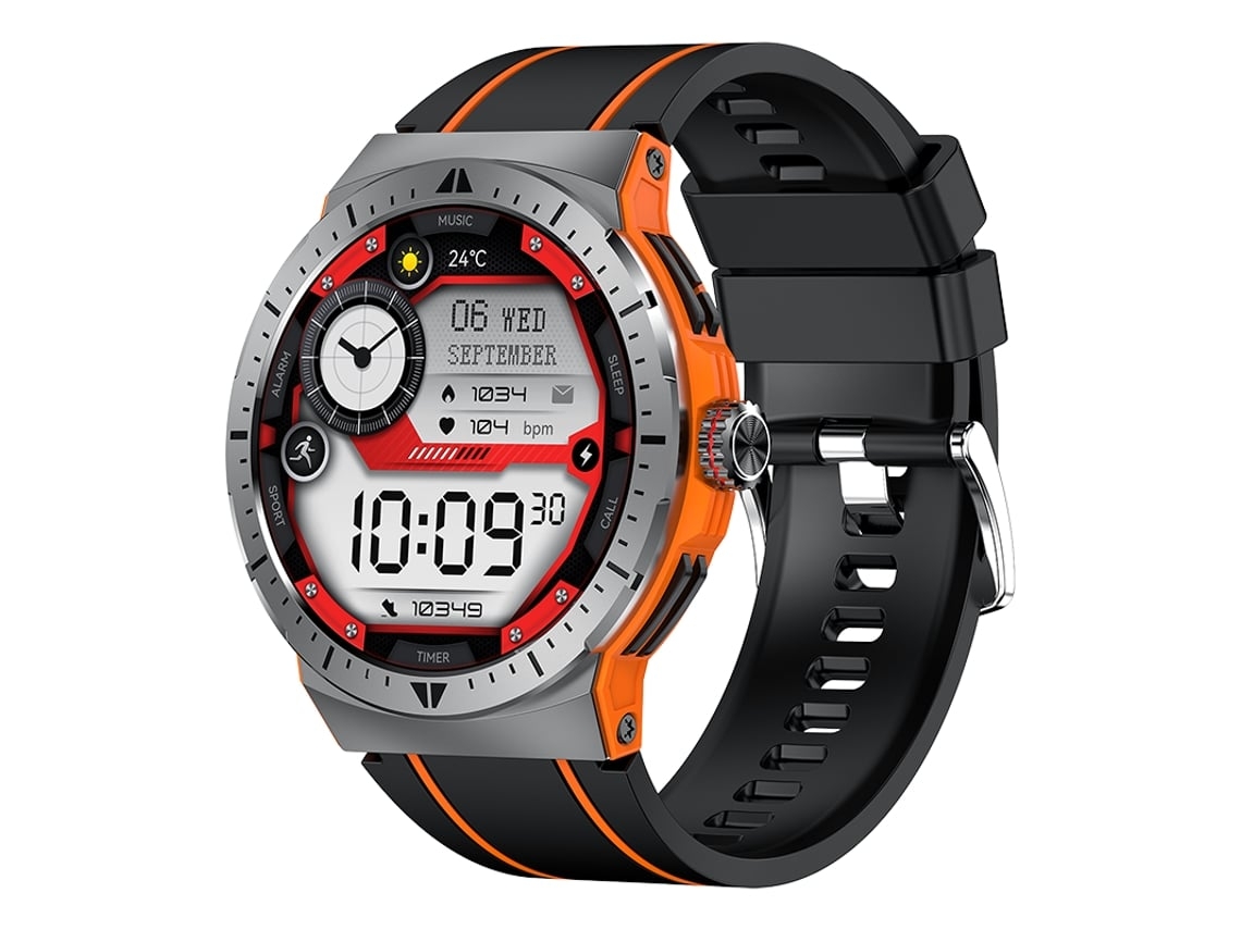 Smartwatch com Chamadas Bluetooth Tela Amoled de 1 43 Polegadas e Vários Modos Esportivos Laranja YEMAESRE