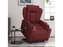 Poltrona de Sala - Cadeira de Descanso - Poltrona Reclin. Elevatória Elétrica Couro Artif Vermelho tinto HARLANV1