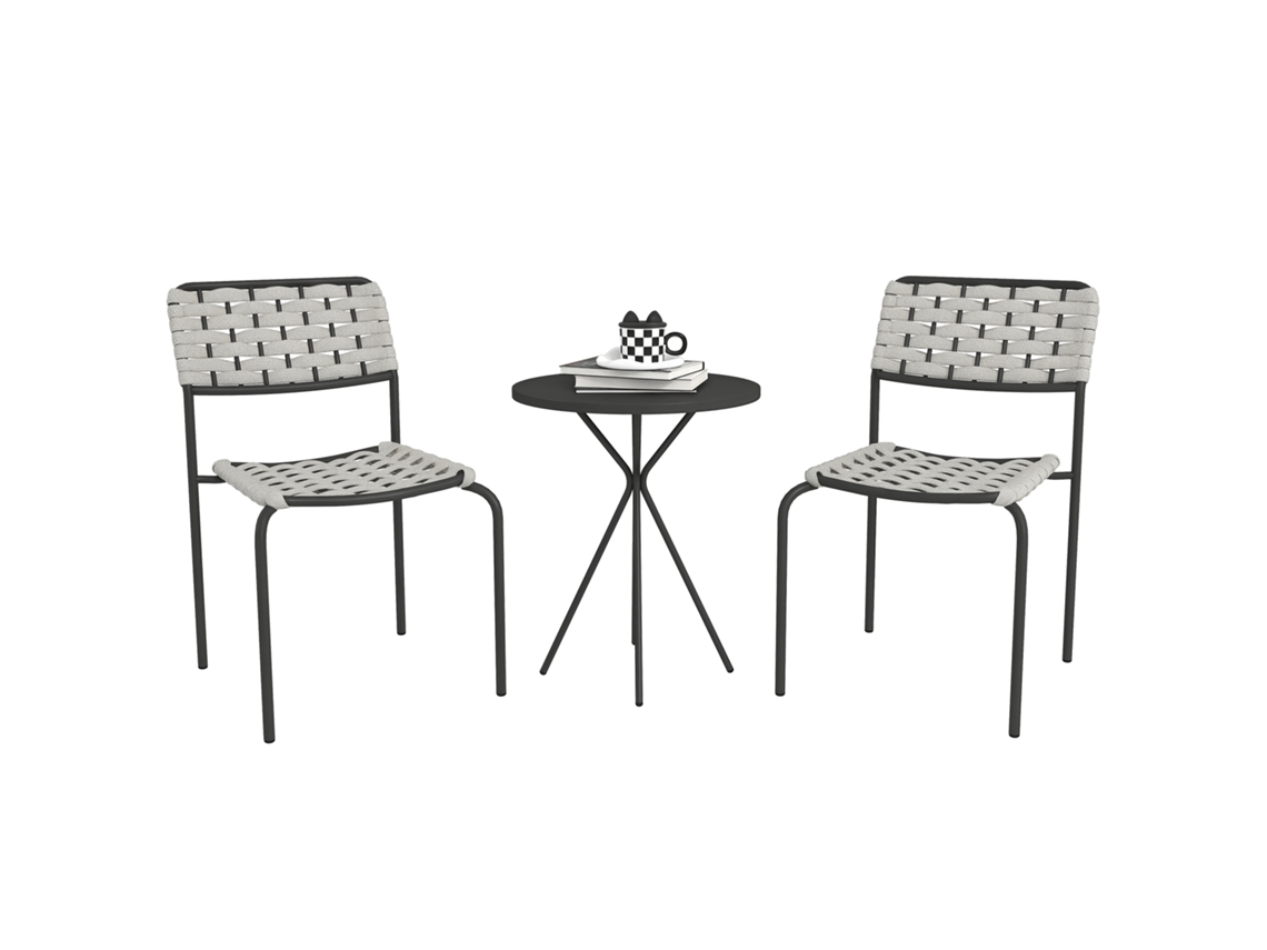 Conjunto Lounge Varanda 2 Pessoas, 3 Peças: 2 Cadeiras, Mesa, Cinza ZENCORE SERVICES