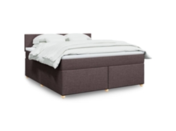 Vidaxl Cama Com Molas/colchão 180x200 Cm Tecido Castanho-escuro
