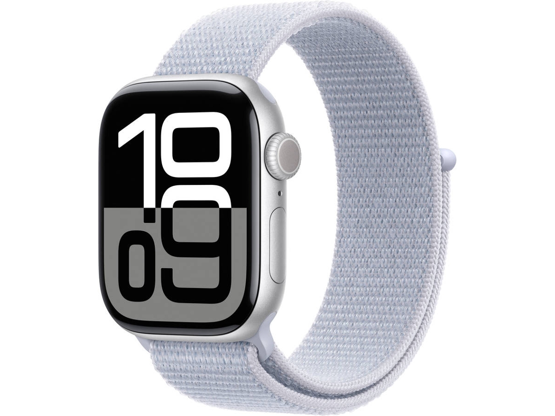 APPLE Watch Series 10 GPS 42mm Alumínio Prateado com Bracelete Loop Desportiva Azul Nuvem