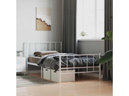 Vidaxl Estrutura De Cama Com Cabeceira E Pés 80x200 Cm Metal Branco