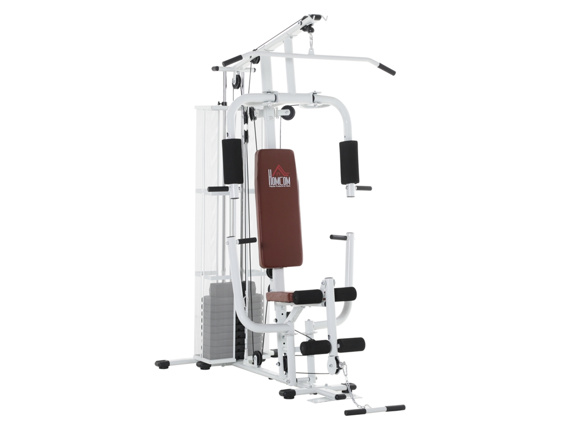 Estação de musculação multiestação branca com pulldown, borboleta, corda, 45kg de pesos S/MARCA