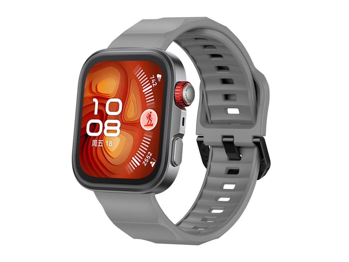 Bracelete Para Huawei Watch Fit 3 / Fit 4 / Fit 4 Pro - Silicone - Fivela Preta - Wave Cinza