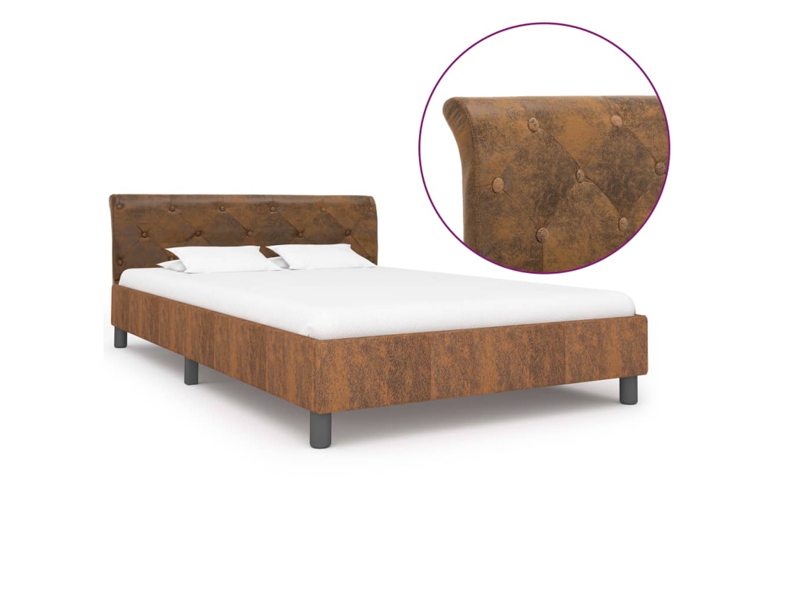 Vidaxl Estrutura De Cama 120x200 Cm Camurça Artificial Castanho