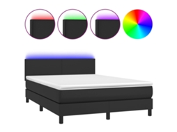 Box Spring Bed, Box Spring Beds Vidaxl Preto Couro Artificial (140 X 200 Cm)