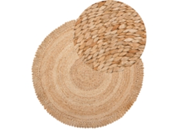 Tapete de juta feito à mão de estilo boho BELIANI Erence de Juta Creme 140x140