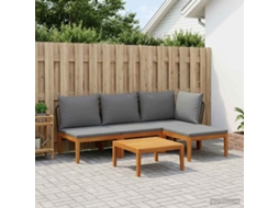 Vidaxl 5 Unid. Conjunto De Lounge De Jardim Com Almofadas Natural