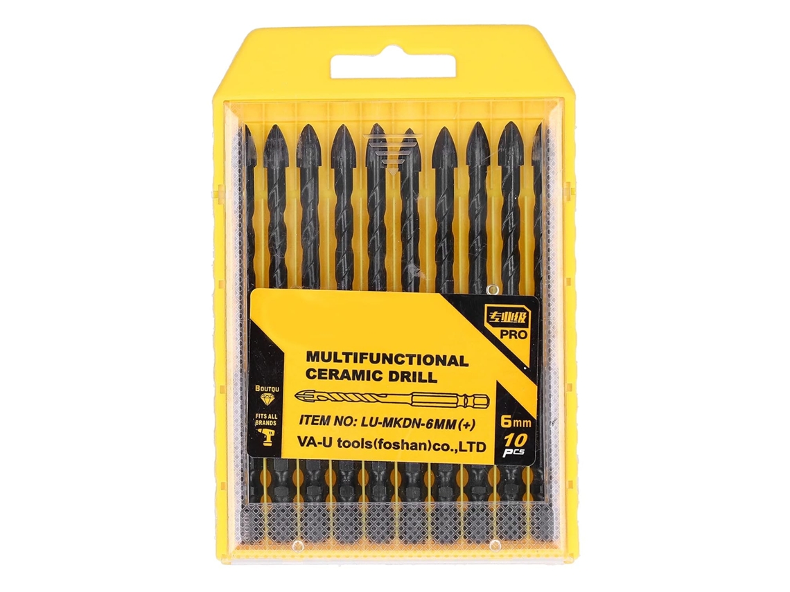 Brocas Pretas Em Ângulo Cruzado, Com Cabo Hexagonal, Para Concreto, Cerâmica, Azulejo, Tijolo, Vidro Gokoco