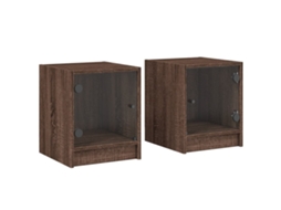 Bedside Cabinet, Bedside Cabinets Vidaxl Marrom Madeira Processada (n/a)