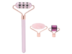Kit De Ferramentas Faciais 3 Em 1: Rolo De Jade, Gua Sha E Rolo De Microneedles Para Massagem Facial