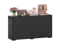 Aparador Meuble De Arrumação 2 Gavetas Coulissants 4 Portas Prateleira Ajustável Panneaux De Particules 140 X 36 X 74 Cm...