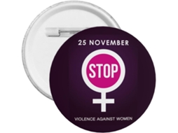 Broche Redondo De Metal Com O Símbolo Novembro Para Combate À Violência Contra As Mulheres Pode Ser Usado Como, Alfinete