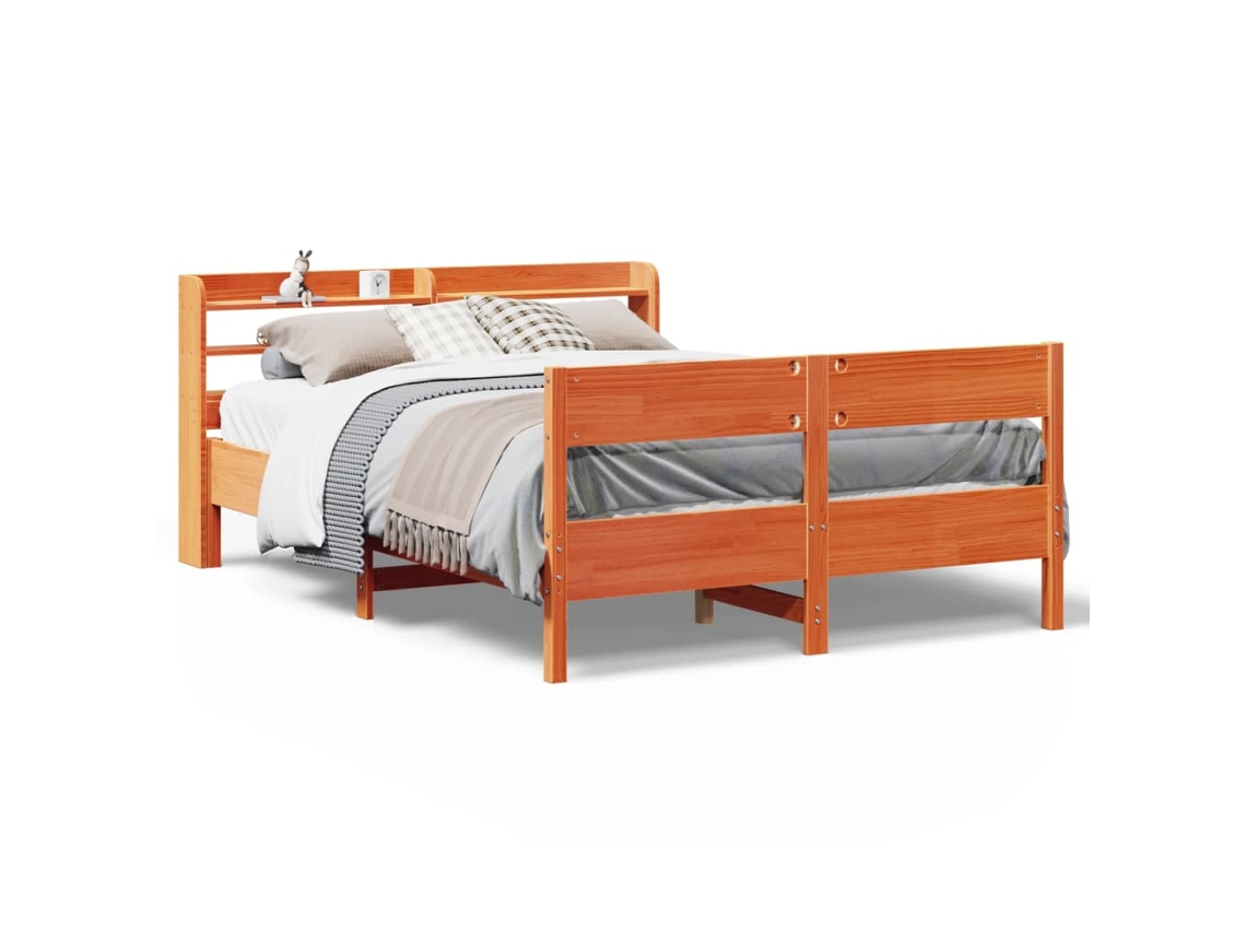 Cama Sem Colchão 150x200 cm Madeira Pinho Maciça Castanho mel MAISON EXCLUSIVE