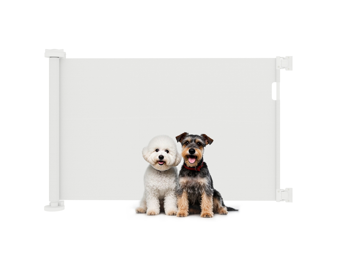 Portão Retrátil Cães 142x10x87 Cm Interruptor Segurança Branco