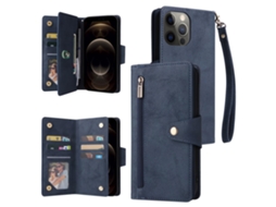 Capa Para Iphone 12 Pro Max Pele Sintética Azul