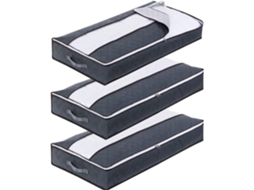 Conjunto De 3 Sacos Organizadores Para Debaixo Da Cama, Caixa Organizadora Grande De 90l Em Tnt, Para Guardar Edredons, Cobertores