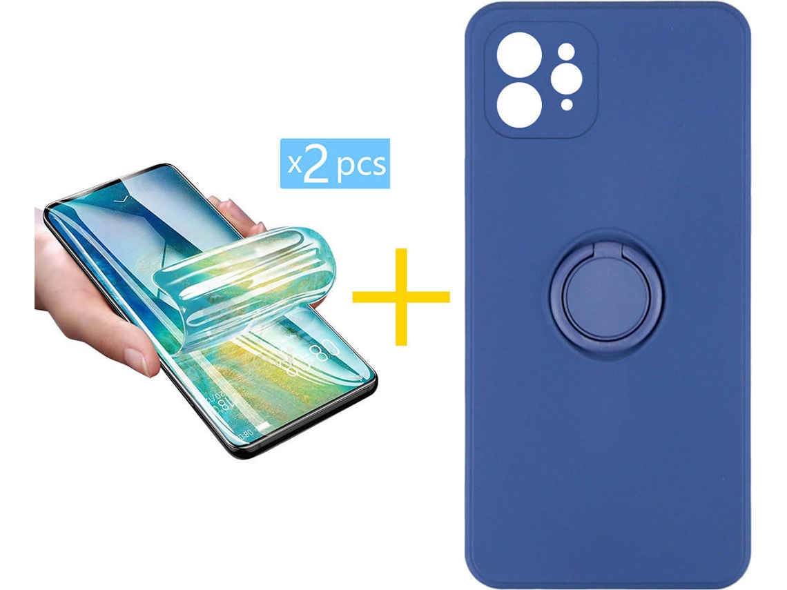 Capa + 2 Películas para iPhone 12 Pro ACCETEL Azul Escuro