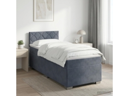 Vidaxl Cama Box Spring Com Colchão Cinzento-escuro 90 X 190 Cm Veludo