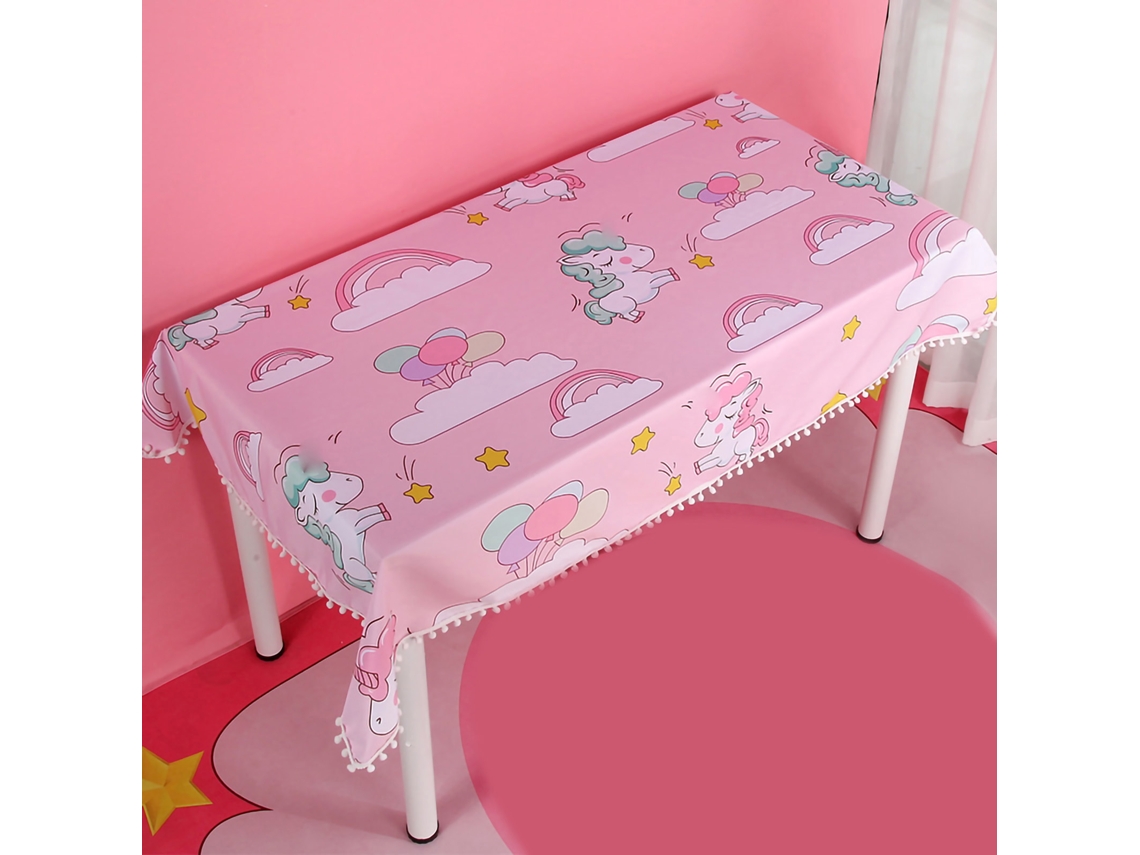Pano de Mesa Decorativo com Desenhos de Licorne Rosa