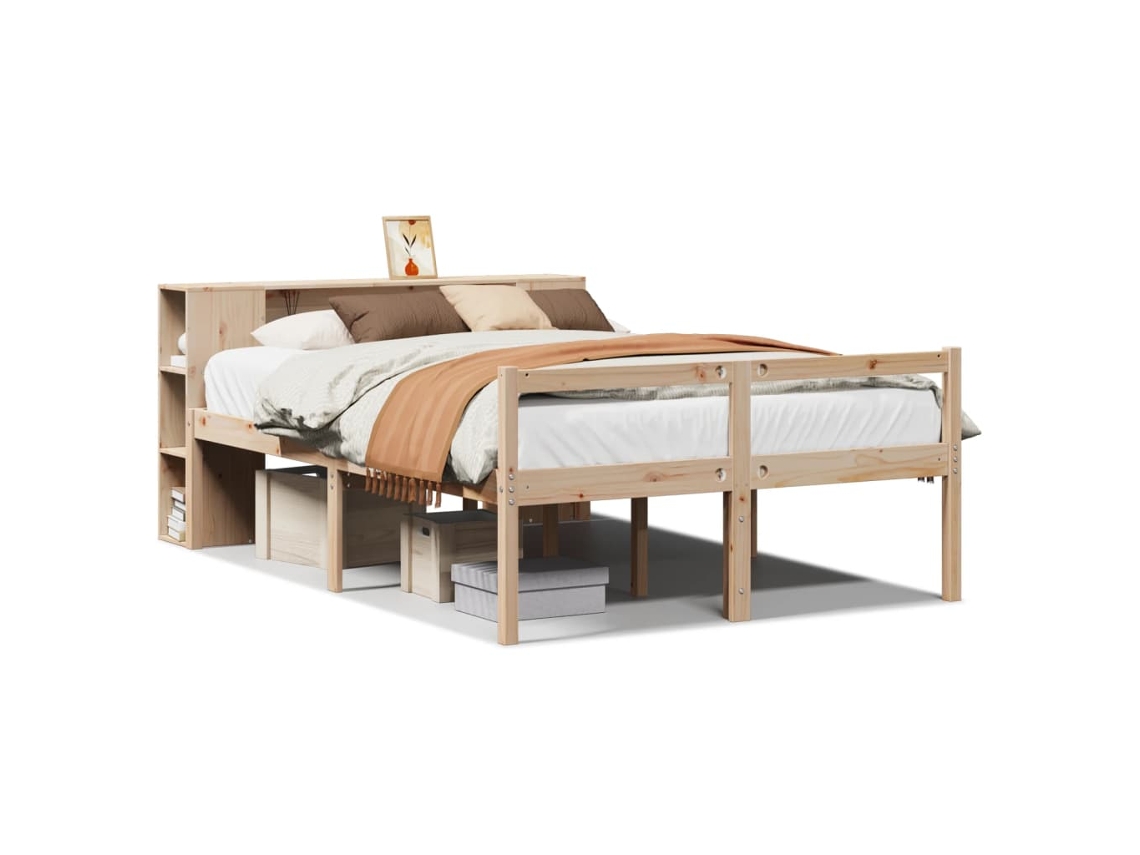 Cama com Estante Sem Colchão 135x190 Cm Pinho Maciço MAISON EXCLUSIVE