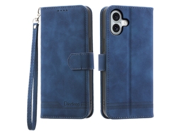 Capa Em Couro Pu, Para Apple Iphone 16 Plus - Cor Azul