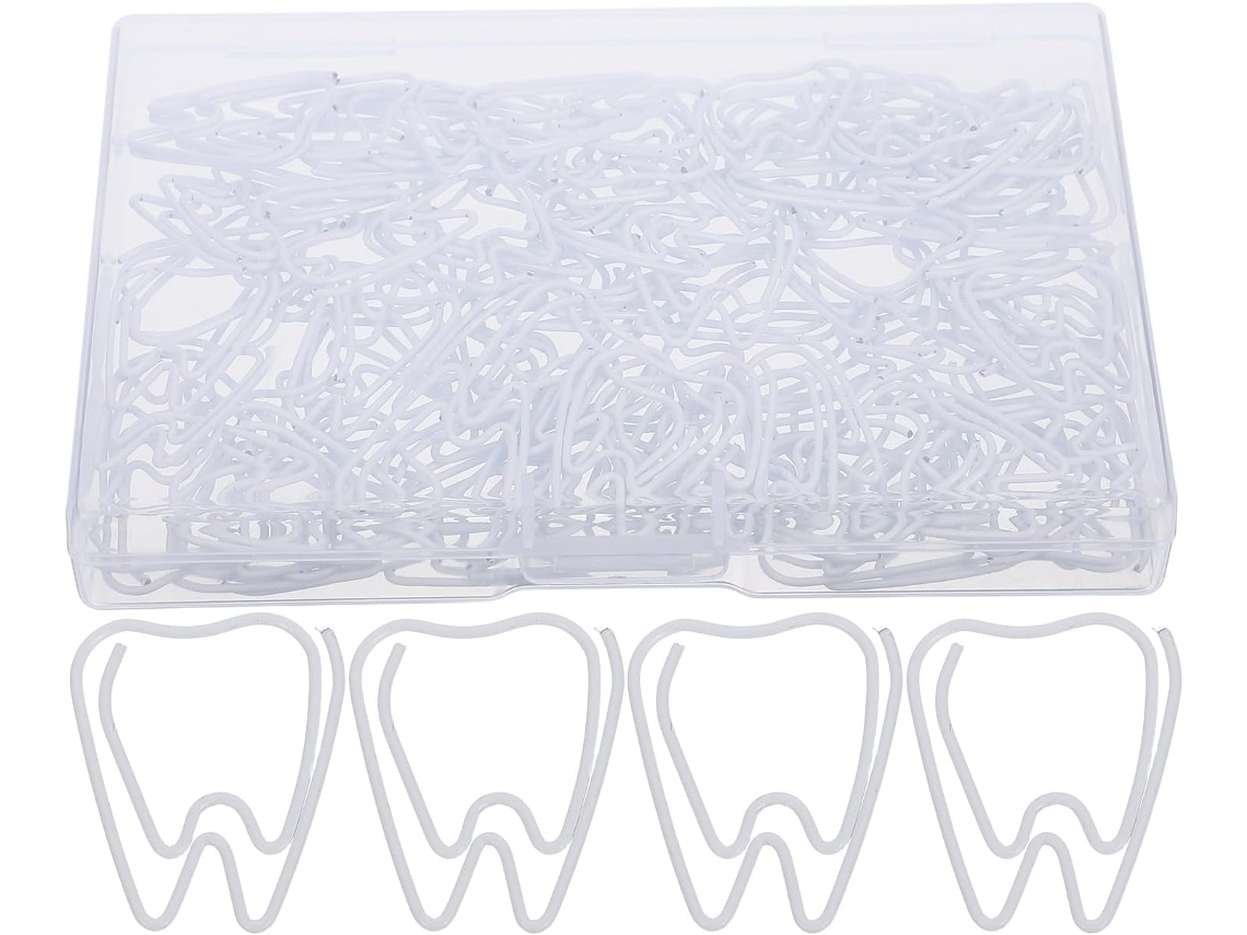 Doitool 100 Clips de Papel em Formato Dente, Pequenos e Decorativos, com Núcleos Metálicos Classificados, para Organização