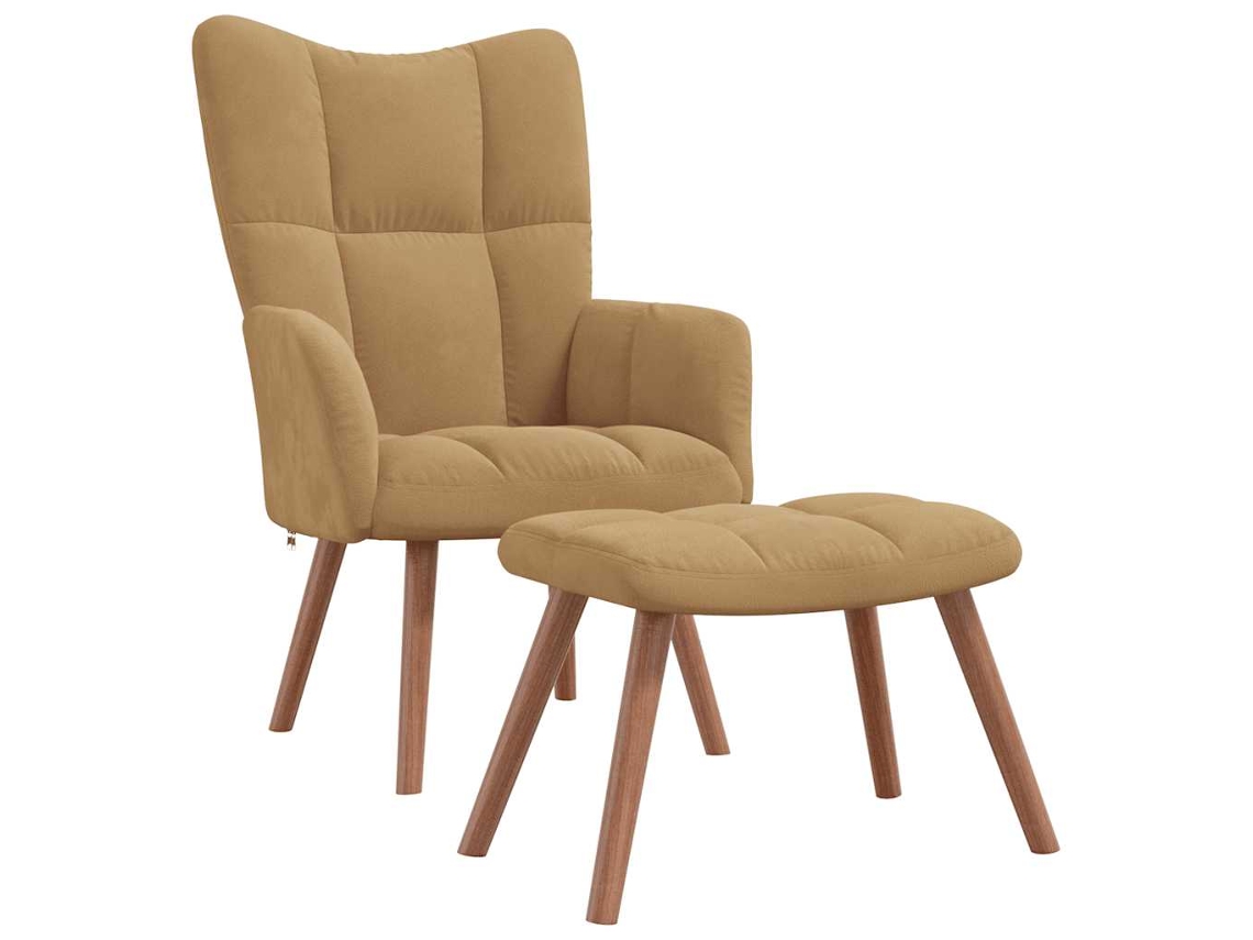 Relaxing Chair With Stool, Relaxing Chairs With Stools Vidaxl Marrom Veludo