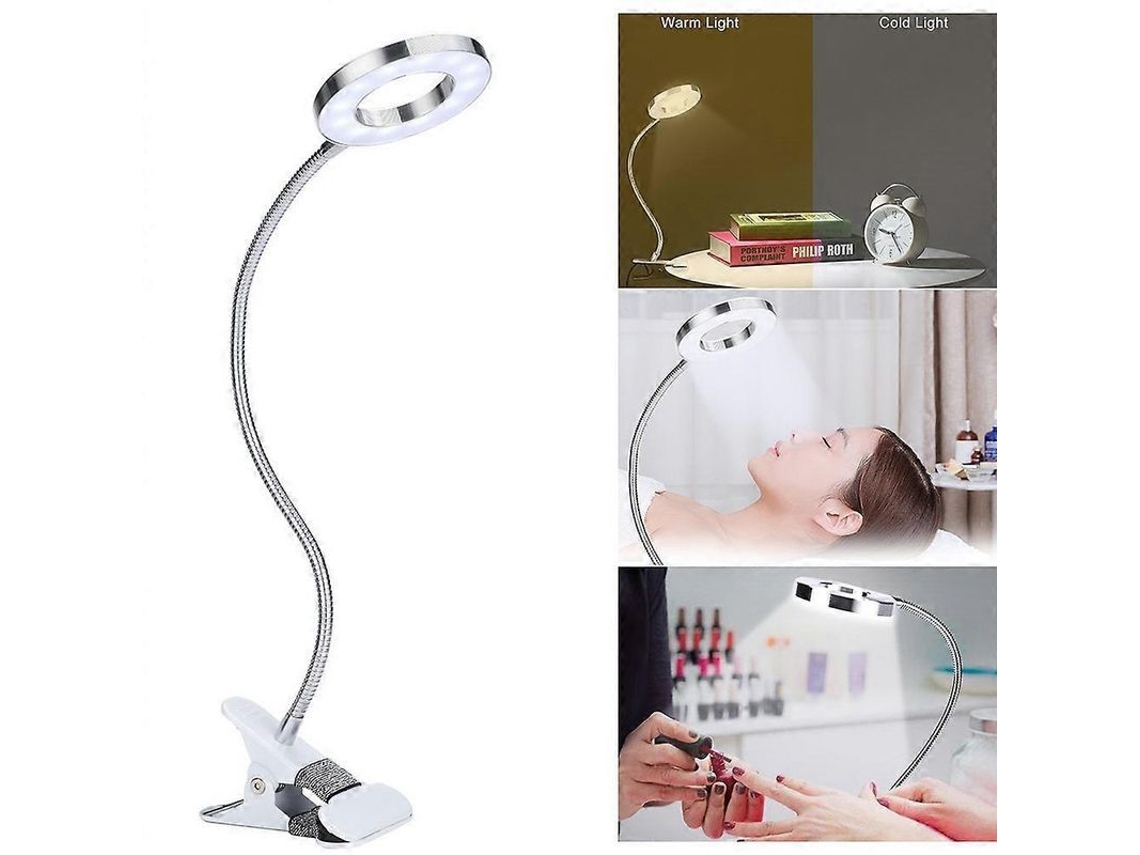 Lâmpada Led Econômica Com Luz Branca E Amarela Ajustável, Clip Firme Para Mesa/cama, Usb, Dissipação De Calor
