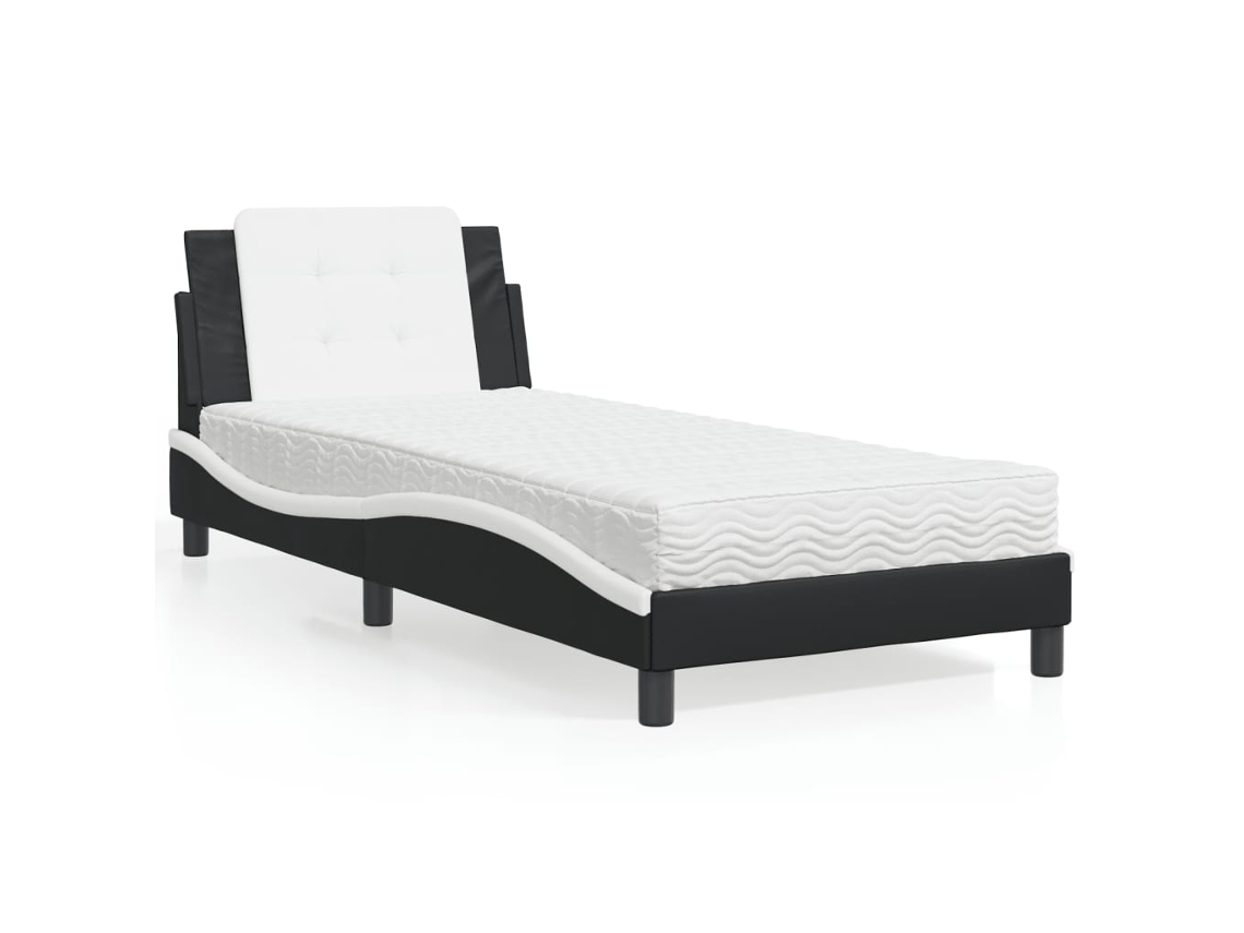 Vidaxl Estrutura De Cama Sem Colchão Zadar 80x200 Cm Couro Artificial Preto E Branco