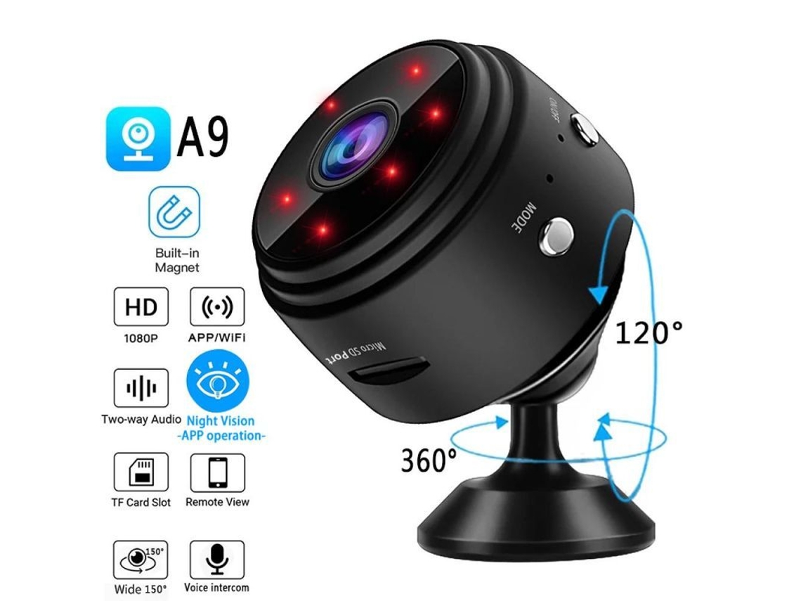 Câmera de Segurança Sem Fio Mini Ip Hd 1080p com Visão Noturna e Detecção de Movimento Suporta Cartão Tf | S/MARCA