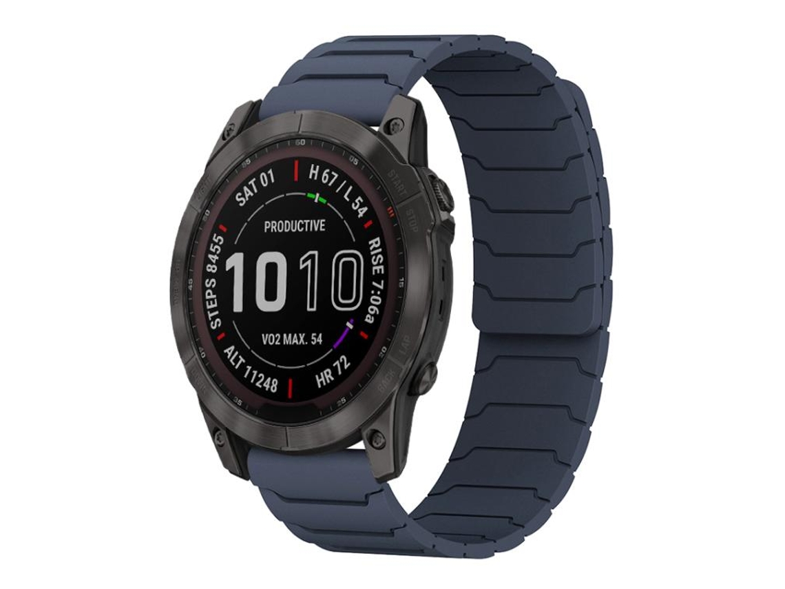 Bracelete para Garmin Fenix 8 / 7x / 6x / 5x em Silicone magnético azul meia noite (26mm)