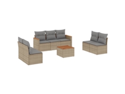 Conjunto de 8 Sofás para Jardim com Almofadões Vime Pe Bege MAISON EXCLUSIVE (8 pcs)