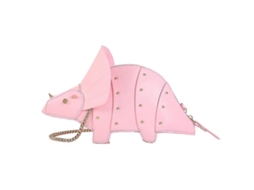 Bolsa De Ombro Transversal Feminina Em Couro Sintético Com Formato De Dinossauro E Corrente De Rebite, Rosa