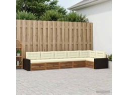 Vidaxl Conjunto De Sofás Para Exterior 6 Unid. Natural E Creme