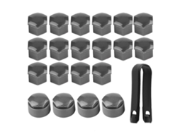 20 peças de tampas protetoras anti roubo de parafusos de roda, 17mm, cinza, No.99664 | S/MARCA