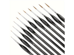 Conjunto De Pincéis Miniatura De Precisão (11 Pretos), Pincéis De Nylon Com Cerdas De Madeira, 18 Cm