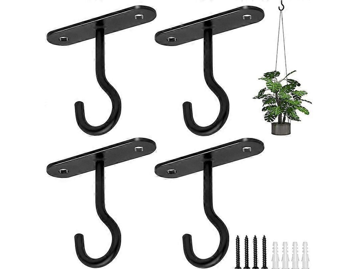 4 Ganchos De Teto Para Pendurar Plantas, 2,5 Polegadas, Para Vasos, Luzes, Lanternas E Decoração, Pretos-zscy