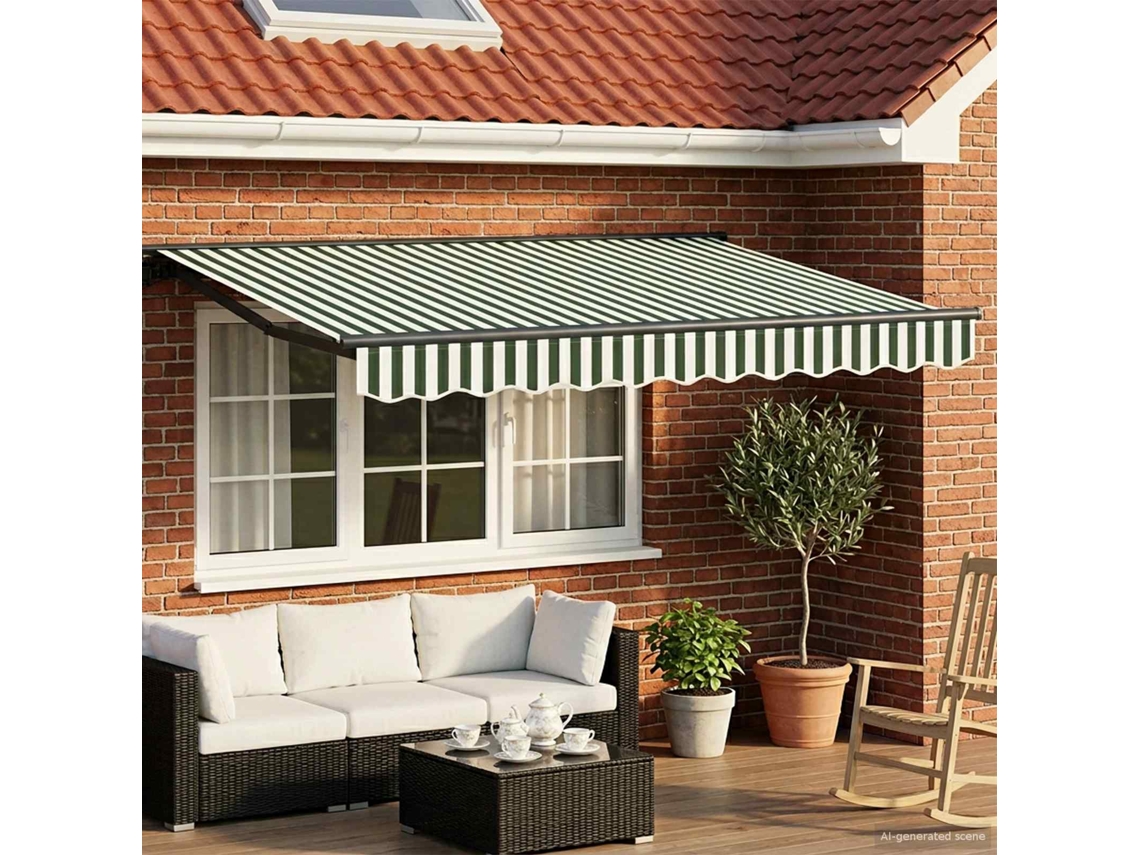 Vidaxl Toldo Retrátil Elétrico Verde, Branco, Antracite 3,5 X 2,5 M