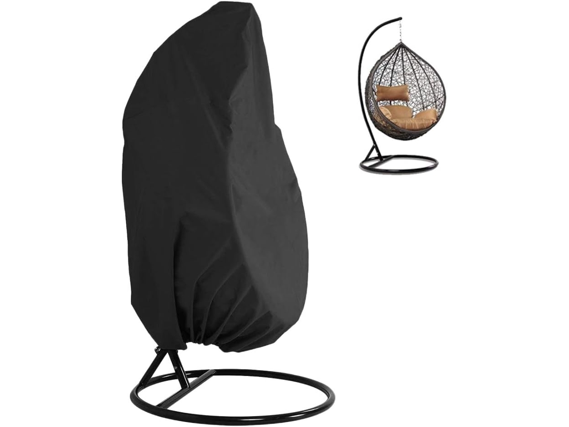 Capa Para Cadeira Suspensa Em Tecido Oxford 210d, À Prova Dágua E Resistente Às Intempéries, Com Zíper, Preta, 190 X 115 Cm Zeuxo
