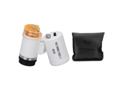 Mini Lupa Portátil 60x para Detecção de Joias e Dinheiro com Lâmpada Led, Microscópio de Bolso Branco BRILVIBERA