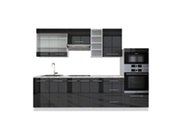 Cozinha Fame-Line, 280 cm, Mármore PT, Antracite brilhante/branco, VICCO