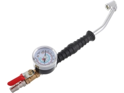 Inflador De Pneus De Alta Resistência Com Bico Angulado Estendido E Manômetro De Pressão Preciso Integrado.