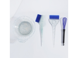(azul) Conjunto De 4 Peças De Tintura De Cabelo E Pincéis Para Coloração, Conjunto De Acessórios Para Penteados