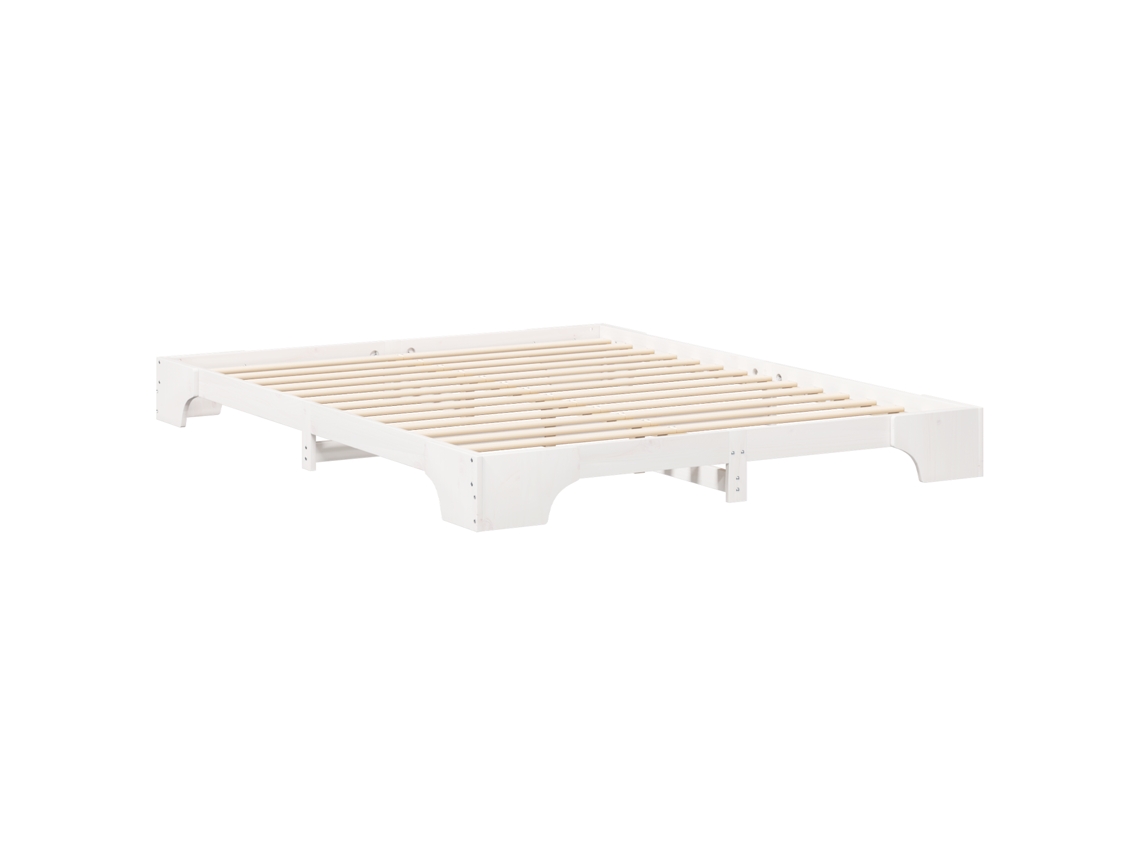 Conjunto 1 Estrutura Da Cama Vidaxl Branco Madeira De Pinho Maciça (160 X 220 Cm)